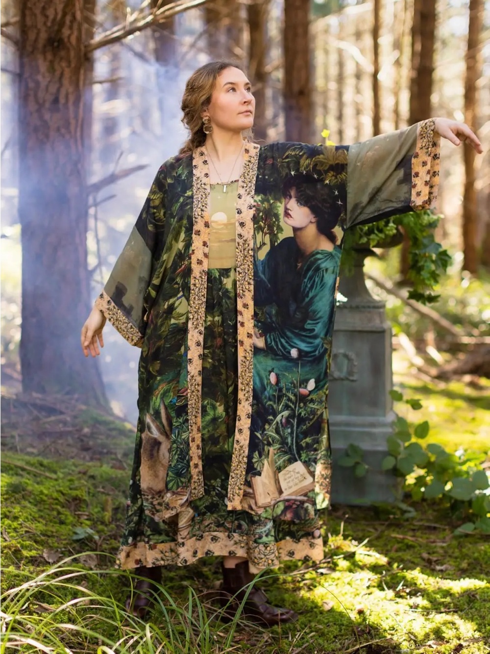 Market of Stars Bella Notte Duster Rossetti Rabbit Cottagecore Kimono NWT